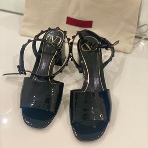 Valentino 60mm Rockstud Tonal Patent Leather Sandals